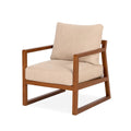 Fauteuil en bois avec coussins en tissu polyester beige clair - 2026