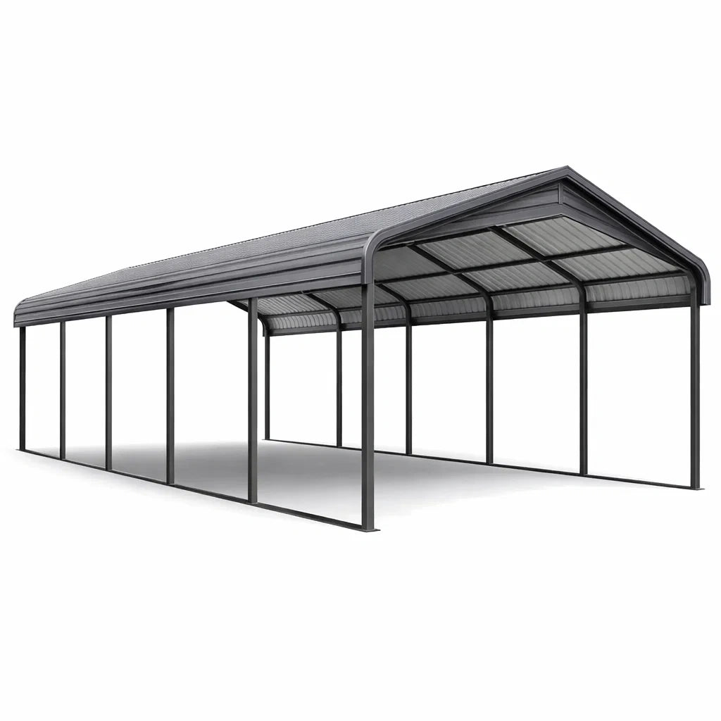 Abri de voiture en métal gris acier galvanisé 600x300x190 cm - 2026