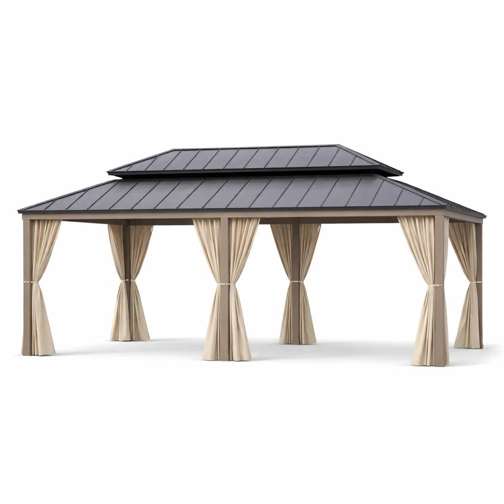 Pavillon de Jardin en Aluminium avec Rideaux en Polyester 4 x 3 m - 2026