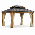Pavillon de jardin en bois avec toit en acier 300x300x270 cm Beige - 2026