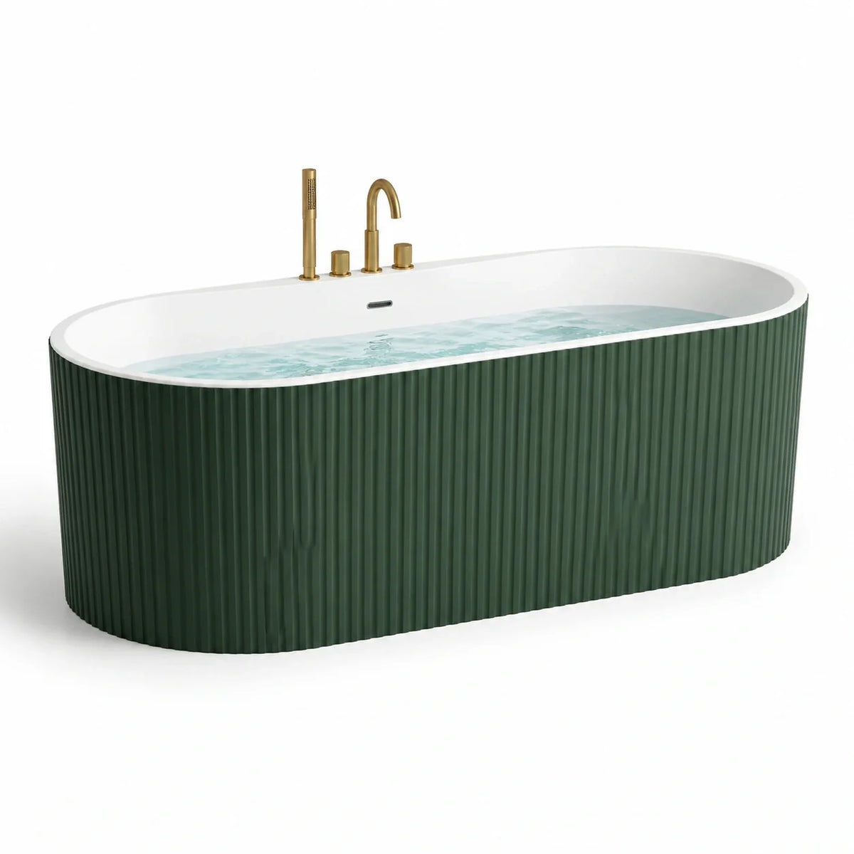 Baignoire îlot acrylique ovale vert foncé 170 cm - 2026