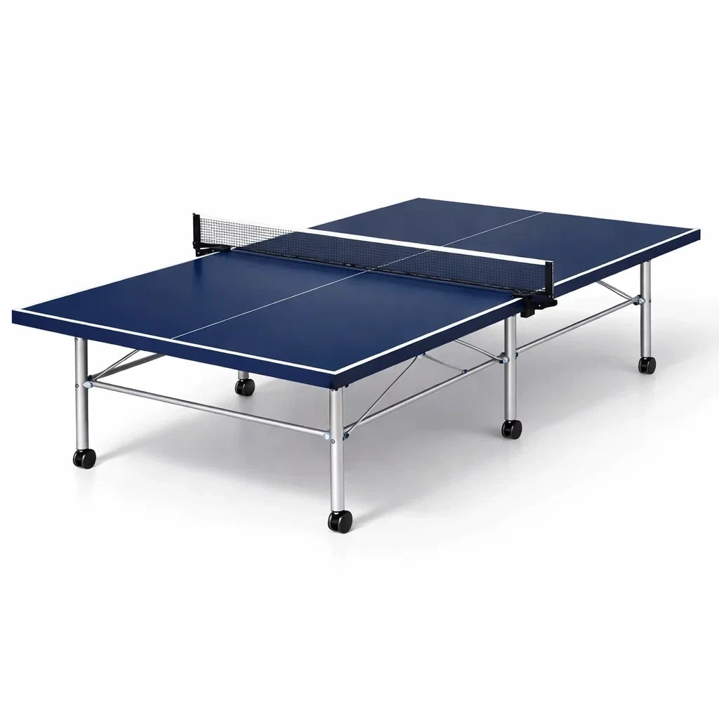Table de chevet pliable en métal bleu avec filet 274x152.5X76 cm - 2026