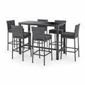 Ensemble de bar sept pièces en aluminium et résine tressée noir - 2026