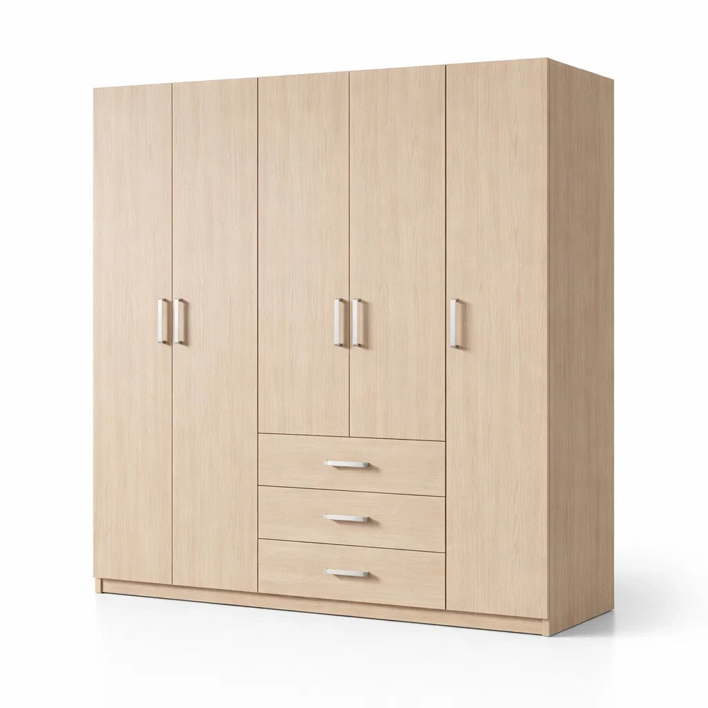 Armoire en Bois avec Portes et Tiroirs en Chêne Clair - 2026
