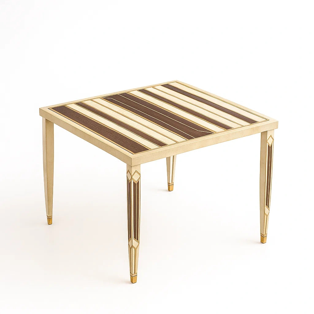 Table de terrasse carrée en bois avec incrustations décoratives - 2026