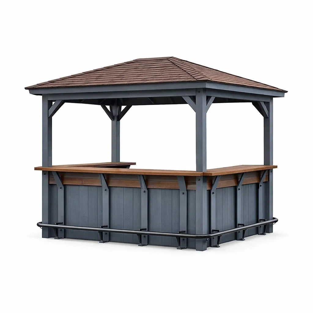 Kiosque bar de jardin en bois avec toit en pente 300x200x250 cm - 2026