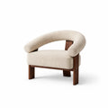 Fauteuil tissu polyester beige et bois massif - 2026