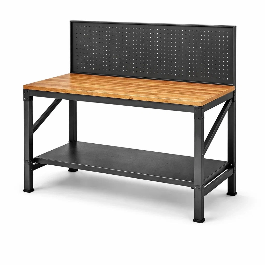 Établi en bois et métal avec panneau perforé 120x60x150 cm - 2026