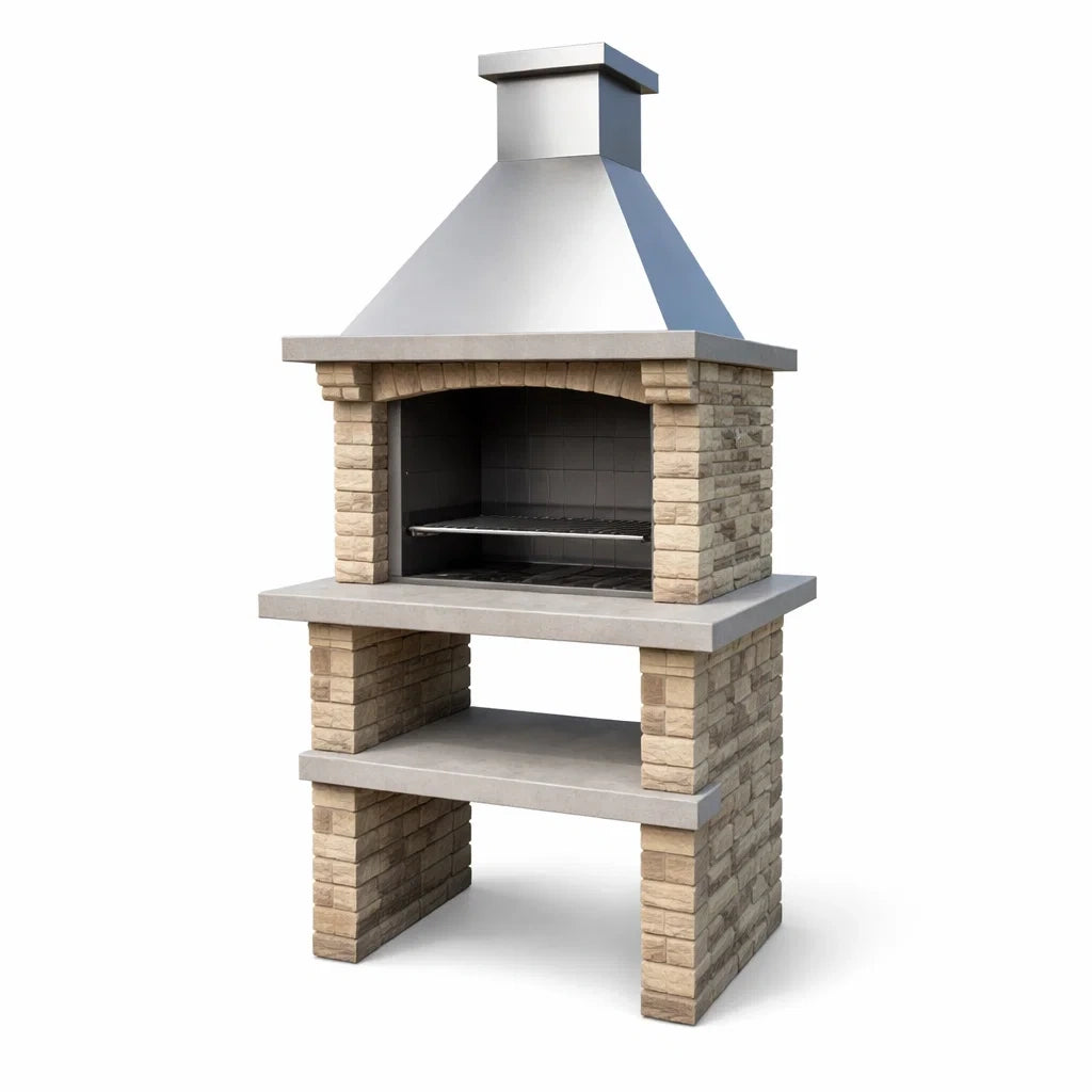 Barbecue en pierre et acier inoxydable avec cheminée - 2026