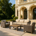 Salon de jardin salon de jardin 4 pièces en rotin synthétique avec coussins amovibles beige - 2026