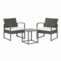 Petit ensemble de loisir en résine tressée grise avec deux fauteuils et table - 2026