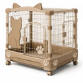 Cage à chat en métal et plastique beige avec roues - 2026