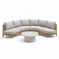 Ensemble de salon en bois et tissu vert avec table ronde - 2026