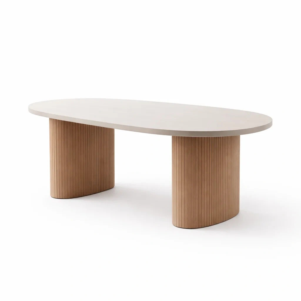 Table à manger ovale en bois et composite - 2026