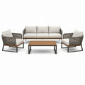 Ensemble de salon d'extérieur en aluminium et résine avec coussins beige - 2026