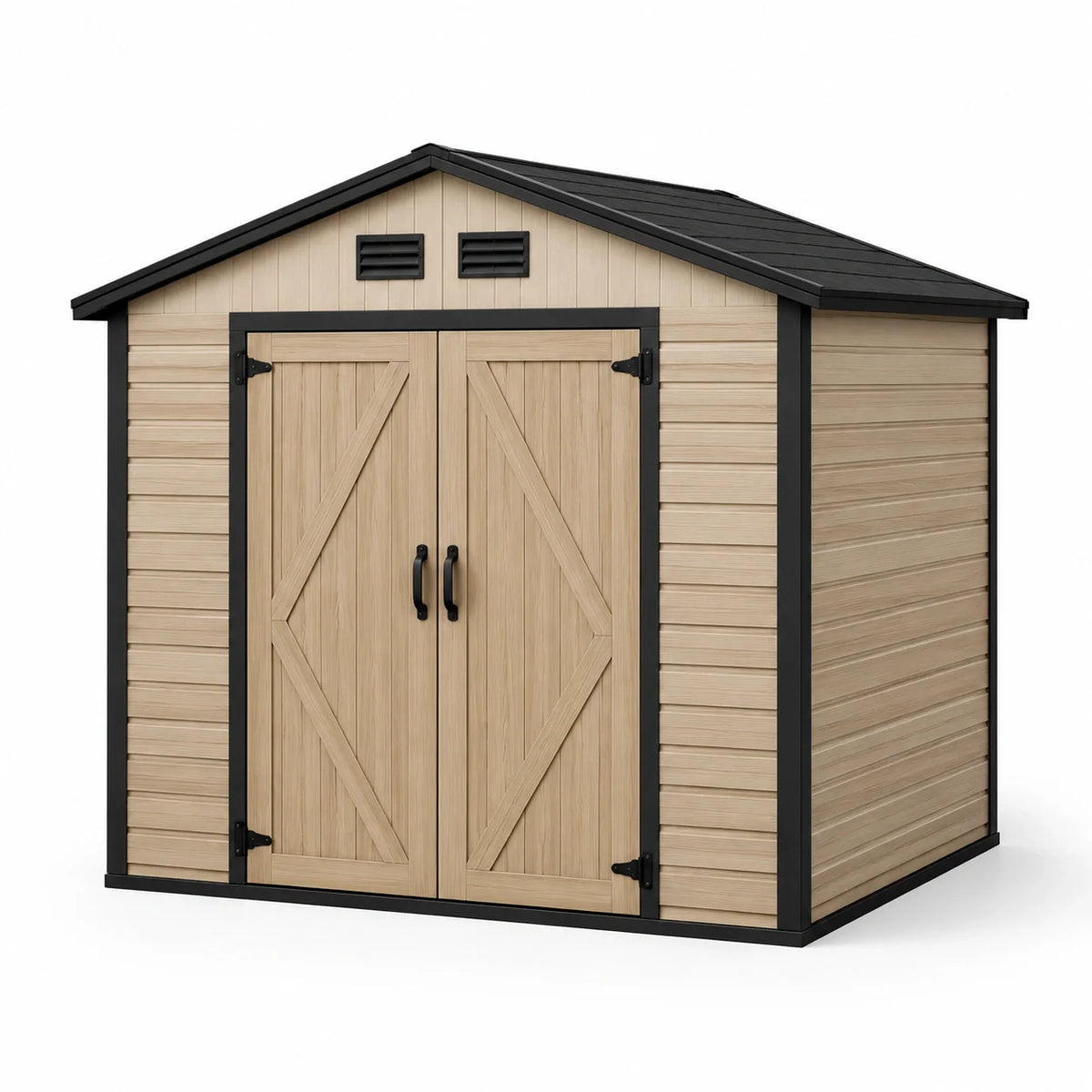 Abri de jardin en plastique beige et noir 180cm x 180cm x 200cm - 2026