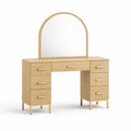 Coiffeuse en bois avec miroir arqué et tiroirs chêne clair - 2026