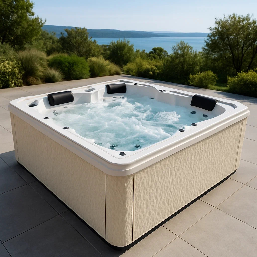 Jacuzzi Extérieur 5 Places Acrylique Crème avec Système de Massage - 2026