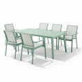 Ensemble table et chaises en aluminium avec assises en textilène vert pour extérieur - 2026