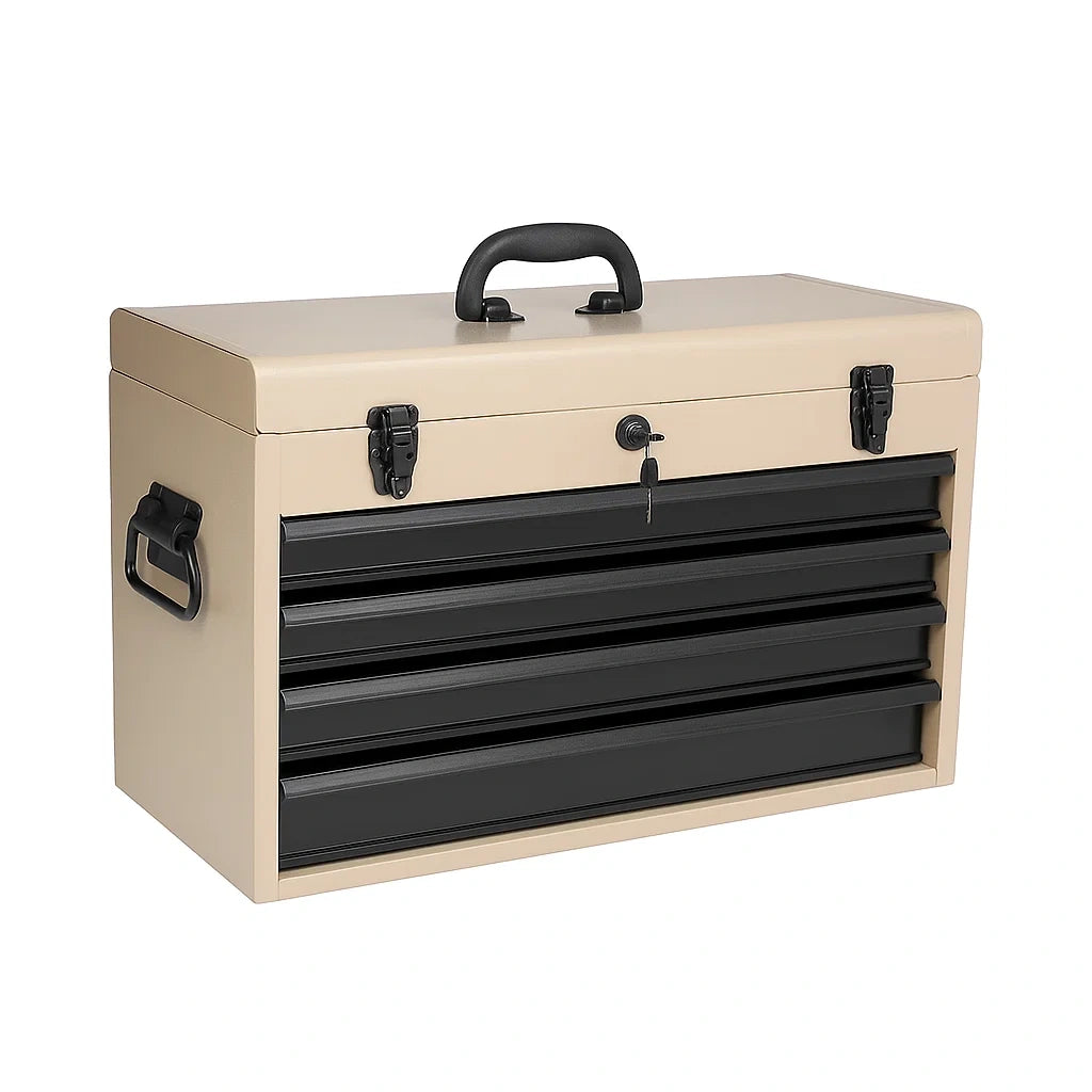 Boîte à outils portable en métal 4 tiroirs beige/noir 52 cm - 2026