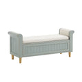Banc de rangement en bois gris avec coussin en mousse beige 120 cm - 2026