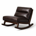 Fauteuil à bascule d’intérieur en bois et cuir marron - 2026