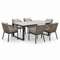 Ensemble table et chaises de jardin en aluminium et corde - Beige et Noir - 2026
