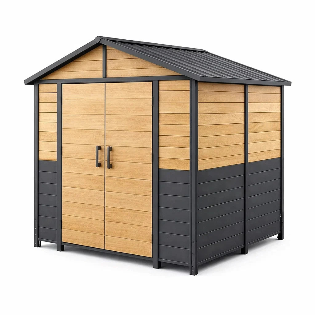 Abri de jardin en bois et métal avec toit double pente 200x130x210 cm - 2026