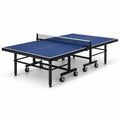 Table de chevet bleue avec plateau en mdf et cadre en métal avec roues pliantes 274x152.5X76 cm - 2026