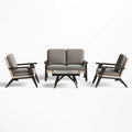Salon de jardin en aluminium avec canapé deux fauteuils et table en verre coussins gris - 2026