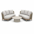 Ensemble de jardin en bois, corde et tissu gris avec table basse en béton - 2026