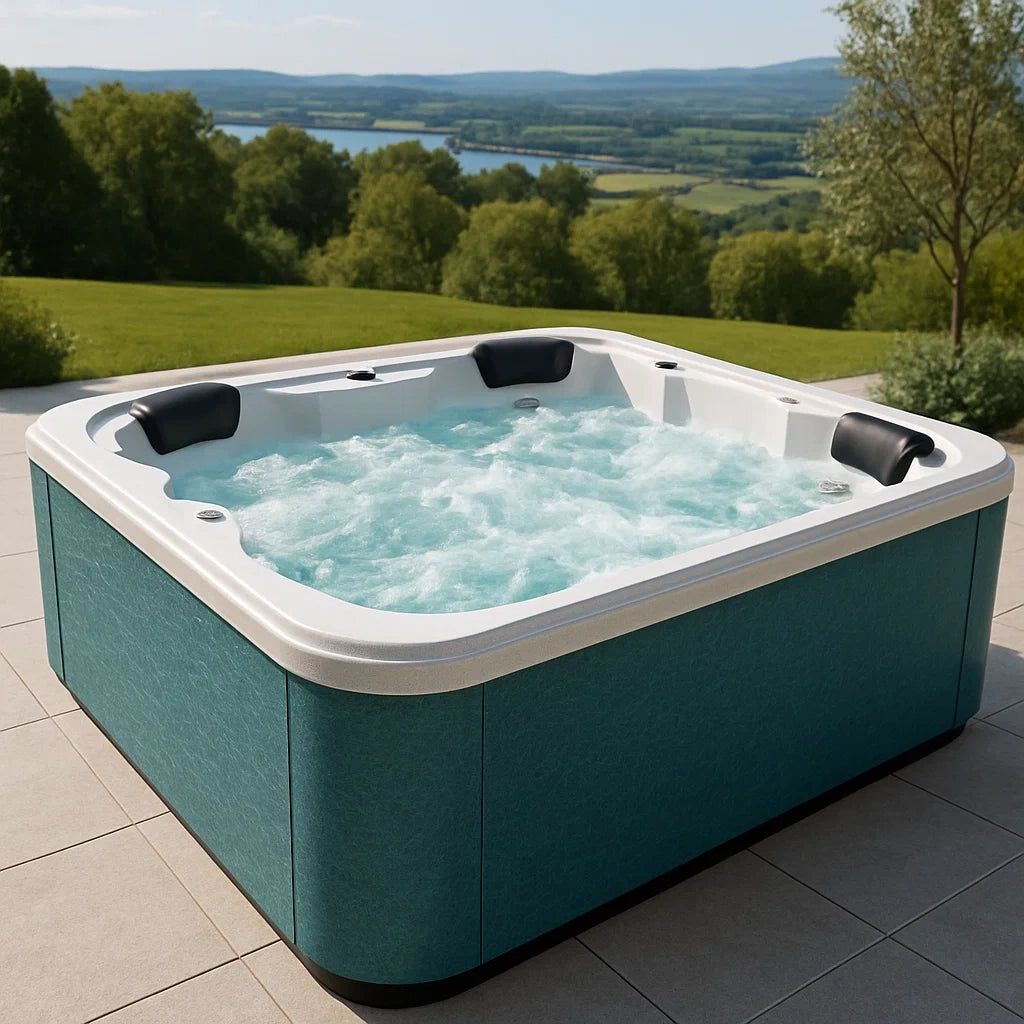 Jacuzzi Carré 4 Places Acrylique et Fibre de Verre Bleu Turquoise - 2026