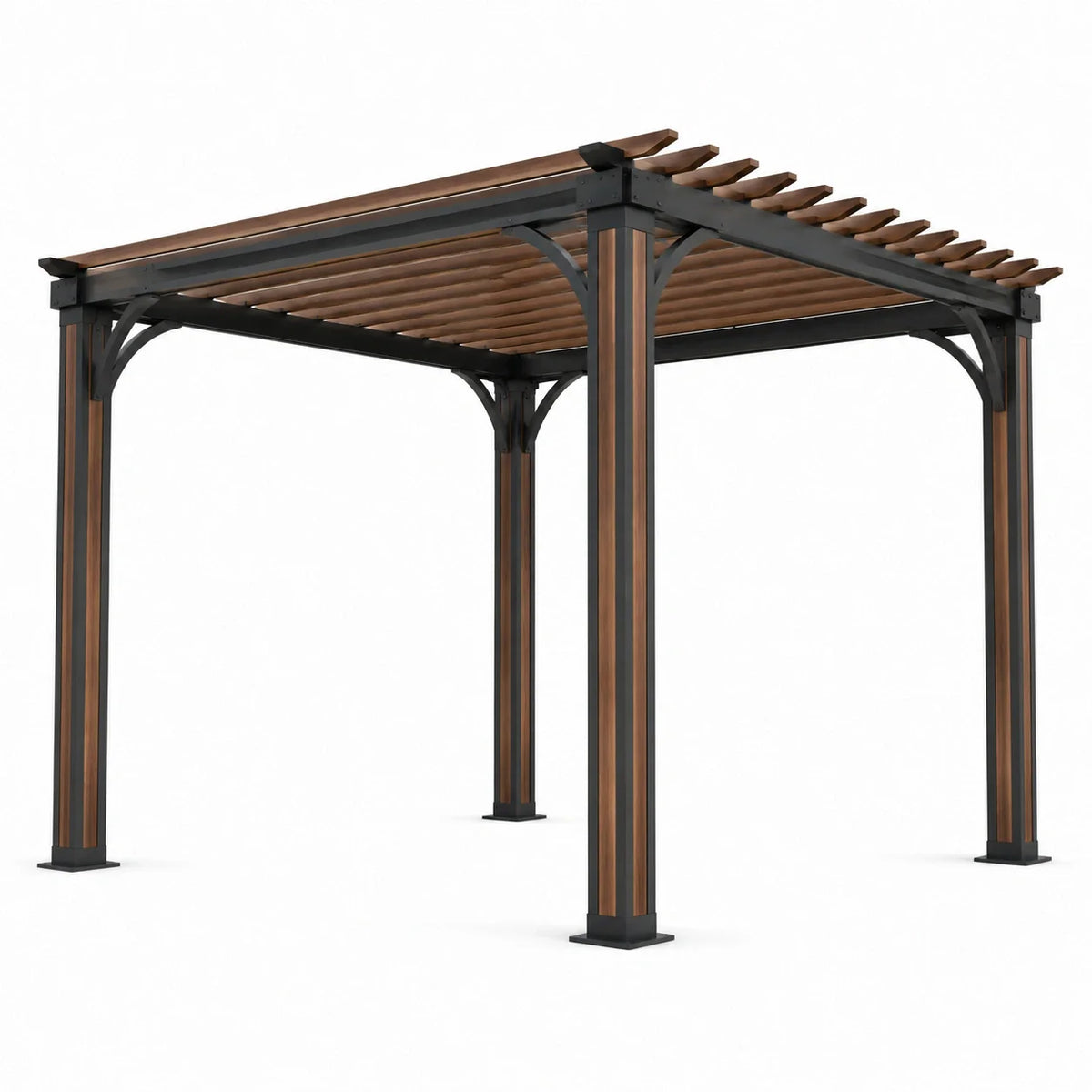 Pergola en aluminium et bois composite marron/noir 300x400 cm - 2026