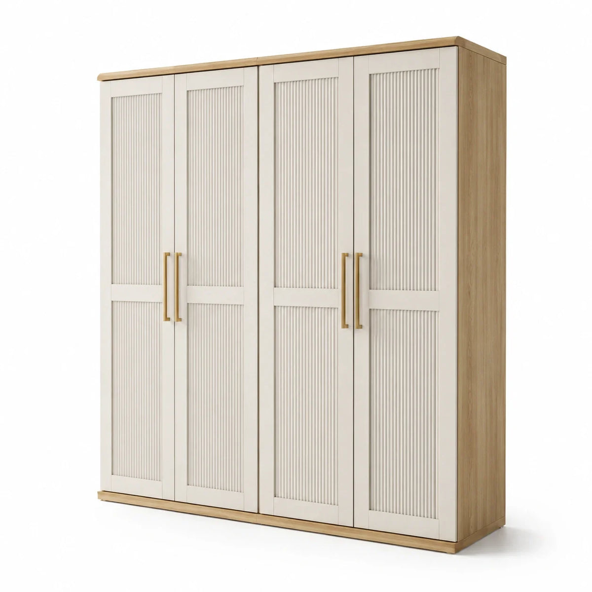 Armoire quatre portes en bois et MDF beige - 2026