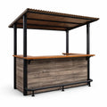 Kiosque à bar extérieur en bois de pin et métal avec toit ondulé - 2026