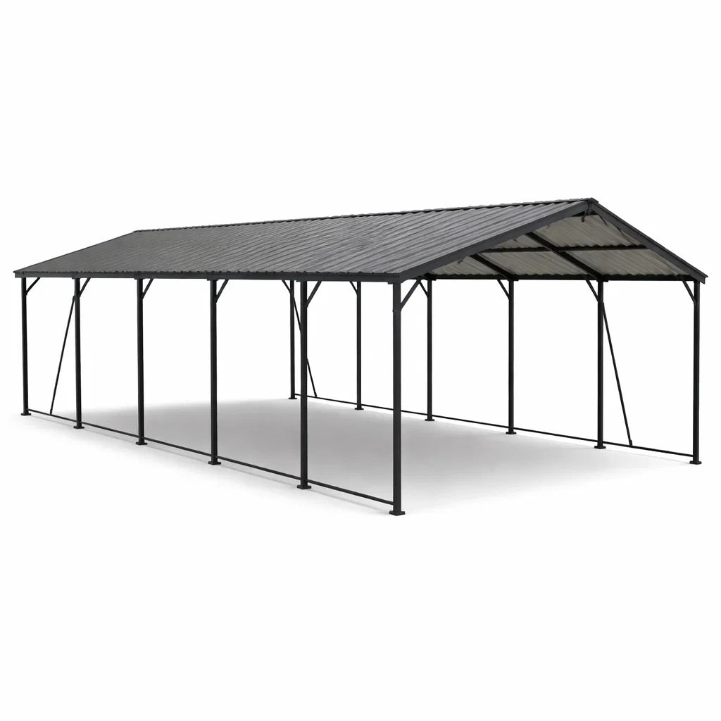 Abri de voiture en métal noir 600x300x270 cm - 2026