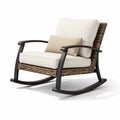 Fauteuil à bascule de terrasse en aluminium et rotin synthétique beige - 2026