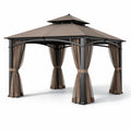 Pavillon de jardin rectangulaire en aluminium avec toit en polyester marron - 2026