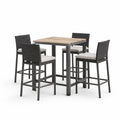 Ensemble de bar en bois et aluminium avec chaises en osier synthétique - 2026