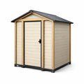 Abri de jardin en résine et bois beige noir 185x208x181 cm - 2026