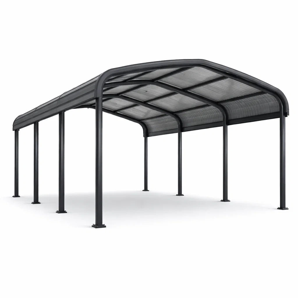 Abri voiture en aluminium et polycarbonate 500x300x240 cm noir - 2026