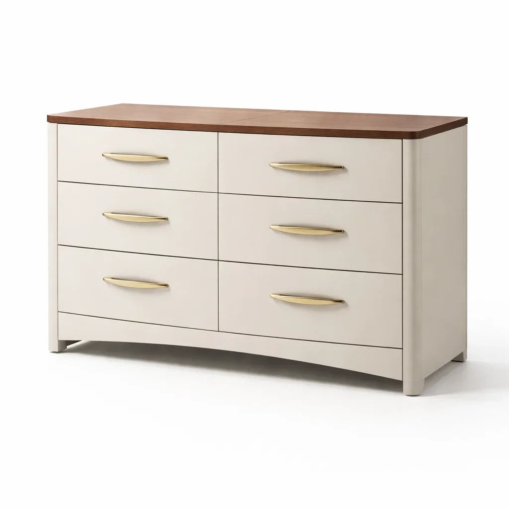 Commode en bois composite beige et marron à 6 tiroirs - 2026