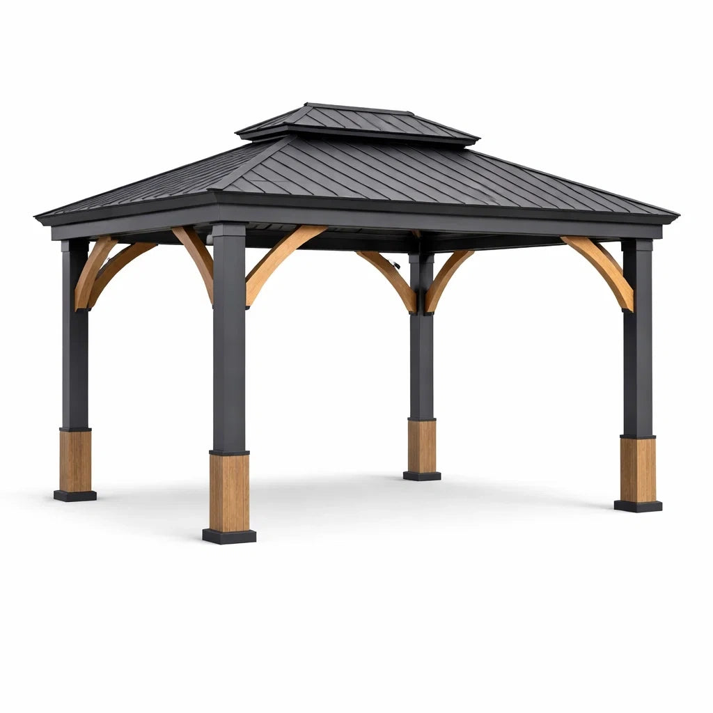 Pavillon en aluminium et bois avec toit en acier - 2026