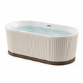 Baignoire îlot en acrylique crème avec base en bois - 2026