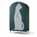 Armoire en bois vert avec motif félin - 2026