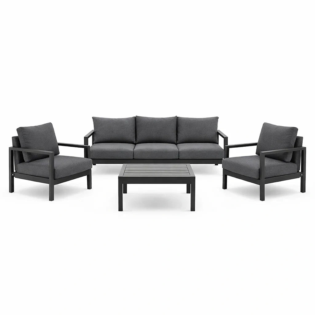 Ensemble de canapés en métal et tissu anthracite - 2026