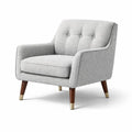 Fauteuil en polyester gris avec pieds en bois et métal - 2026