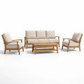 Ensemble de canapés en bois avec coussins en coton beige et table basse - 2026