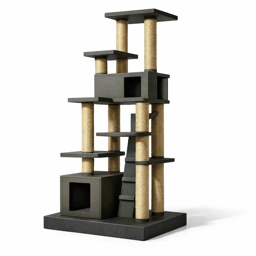 Arbre à chat en mdf avec sisal et plateformes gris - 2026