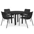 Ensemble table et chaises de terrasse rond noir avec 4 chaises en métal et résine tressée - 2026
